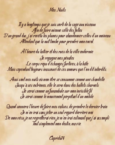 Le poème en image: Mes Nuits