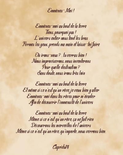 Le poème en image: Emmènes-Moi !