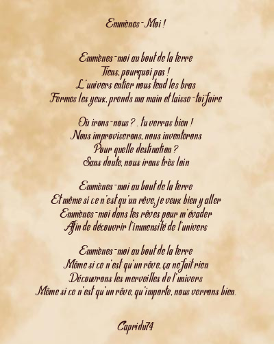 Le poème en image: Emmènes-Moi !