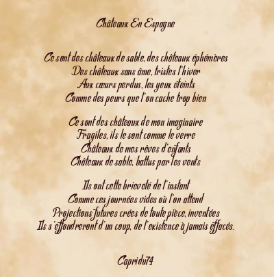 Le poème en image: Châteaux En Espagne