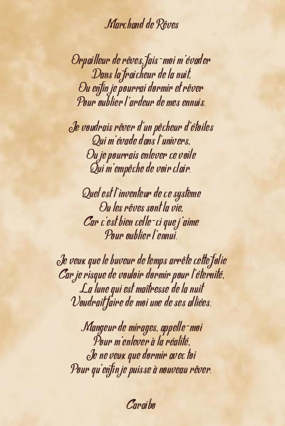 Le poème en image: Marchand De Rêves