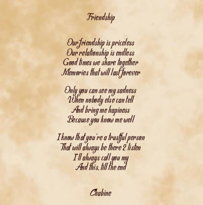 Le poème en image: Friendship