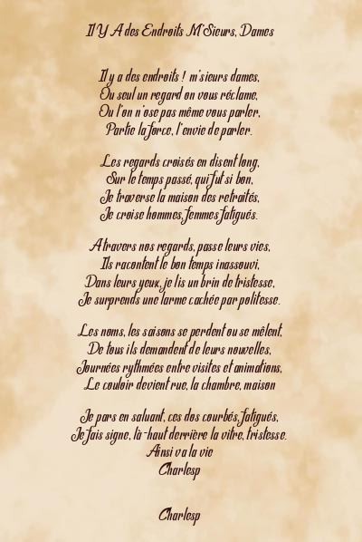Le poème en image: Il Y A Des Endroits M’sieurs, Dames