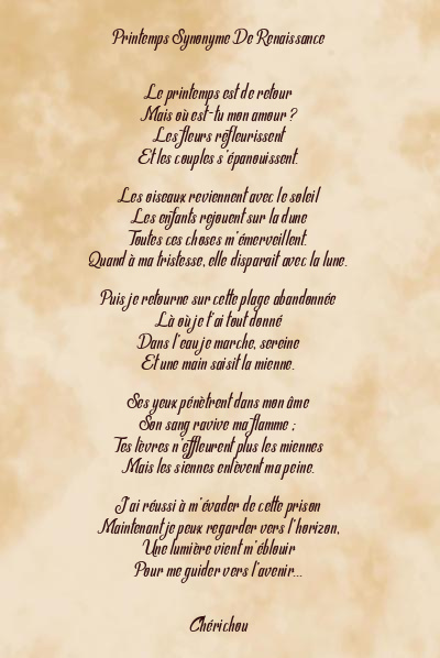 Le poème en image: Printemps Synonyme De Renaissance