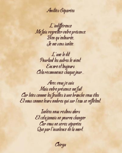 Le poème en image: Amitiès Séparées