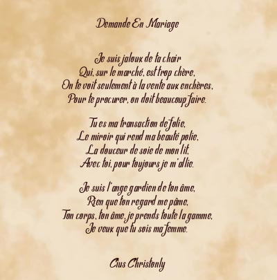 Le poème en image: Demande En Mariage