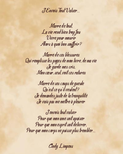 Le poème en image: J’envois Tout Valser…