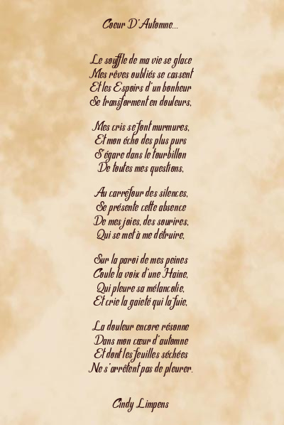 Le poème en image: Coeur D’automne…