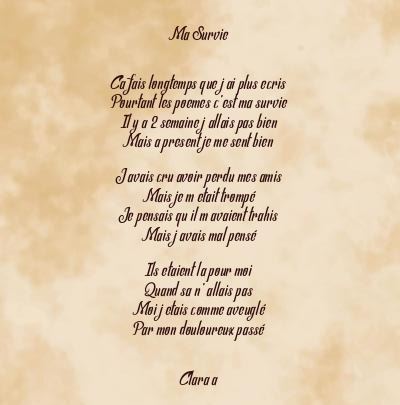 Le poème en image: Ma Survie