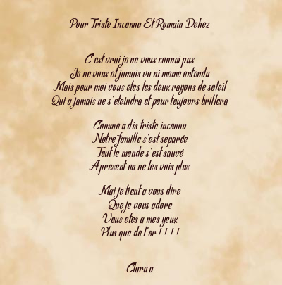 Le poème en image: Pour Triste Inconnu Et Romain Dehez