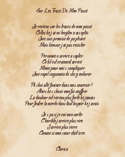 Le poème en image: Sur Les Trace De Mon Passé