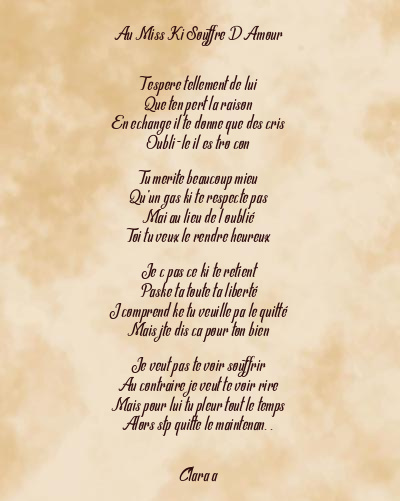Le poème en image: Au Miss Ki Souffre D Amour
