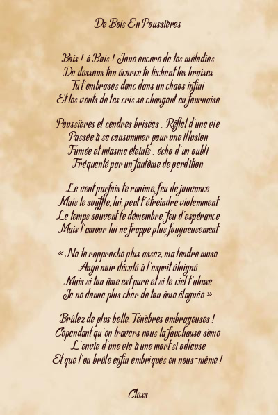 Le poème en image: De Bois En Poussières