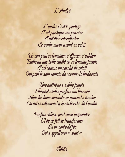 Le poème en image: L’amitié