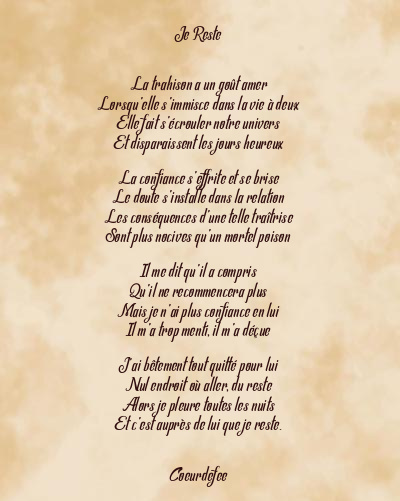 Le poème en image: Je Reste