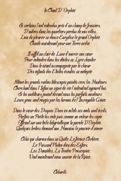 Le poème en image: Le Chant D ’Orphée