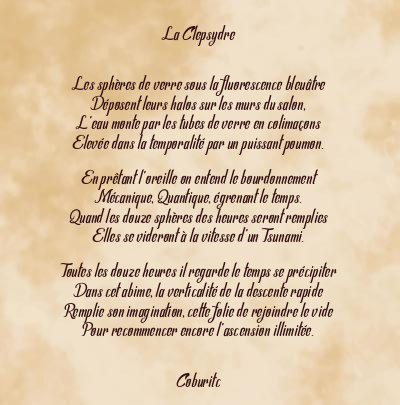 Le poème en image: La Clepsydre