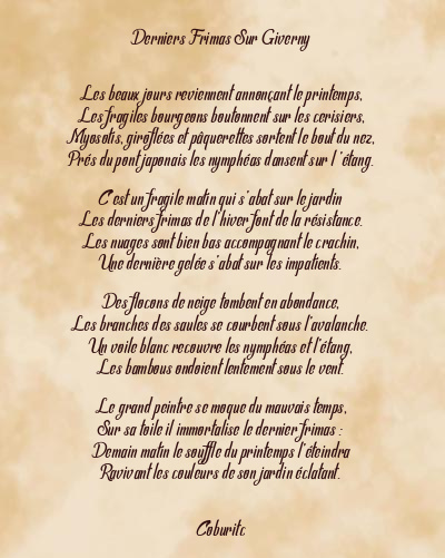 Le poème en image: Derniers Frimas Sur Giverny