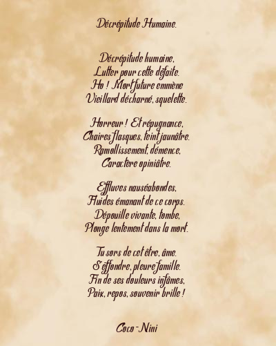 Le poème en image: Décrépitude Humaine.