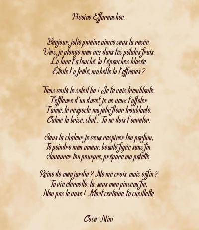 Le poème en image: Pivoine Effarouchee.