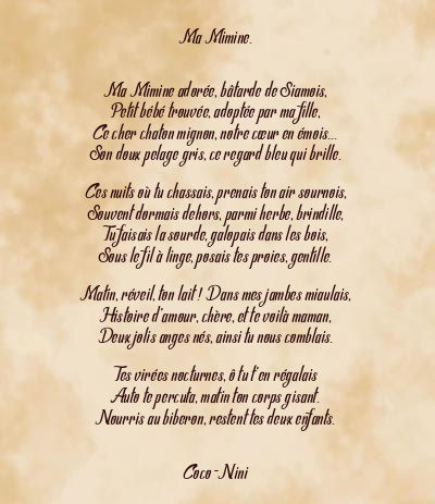 Le poème en image: Ma Mimine.