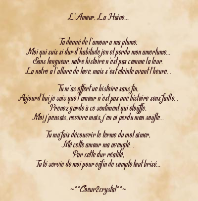 Le poème en image: L’amour, La Haine…