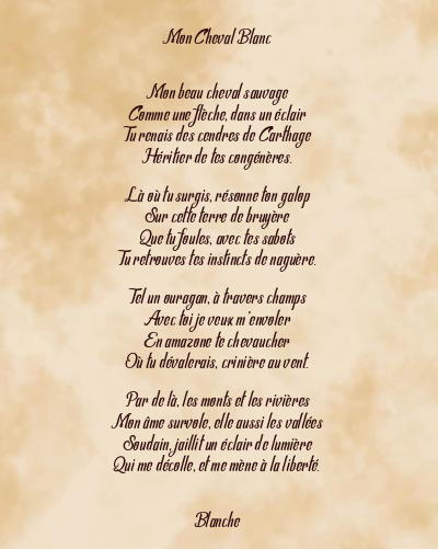 Le poème en image: Mon Cheval Blanc