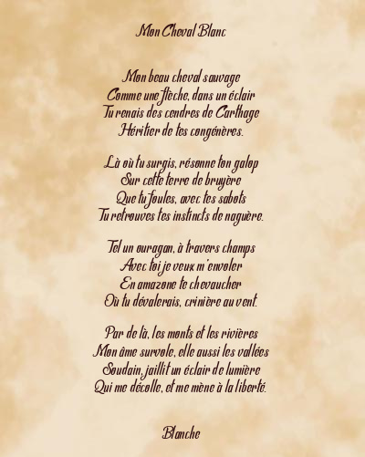 Le poème en image: Mon Cheval Blanc