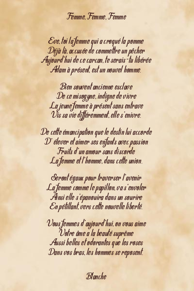 Le poème en image: Femme, Femme, Femme