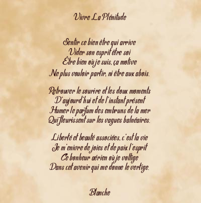 Le poème en image: Vivre La Plénitude