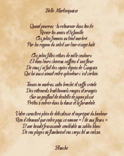 Le poème en image: Belle Martiniquaise