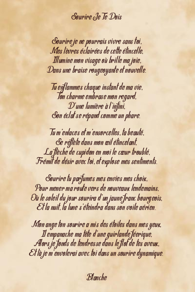Le poème en image: Sourire Je Te Dois