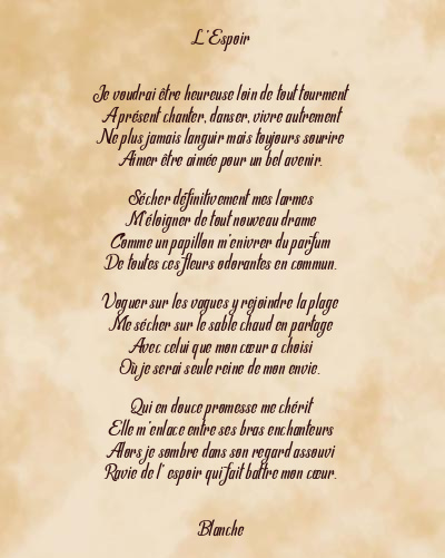 Le poème en image: L’espoir