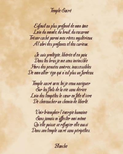 Le poème en image: Temple Sacré