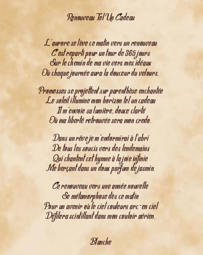Le poème en image: Renouveau Tel Un Cadeau