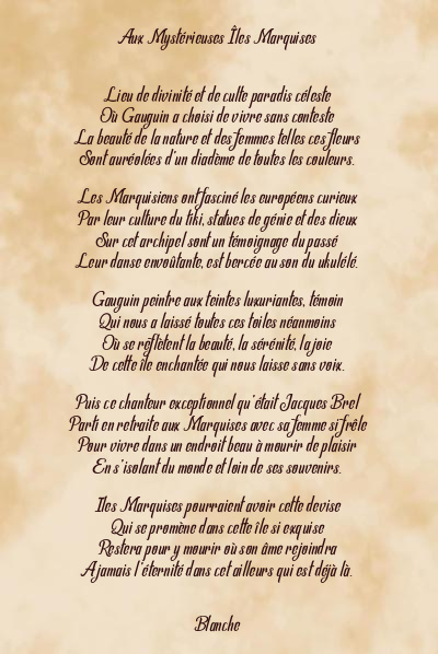 Le poème en image: Aux Mystérieuses Îles Marquises