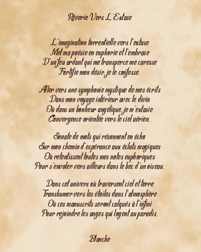 Le poème en image: Rêverie Vers L’extase