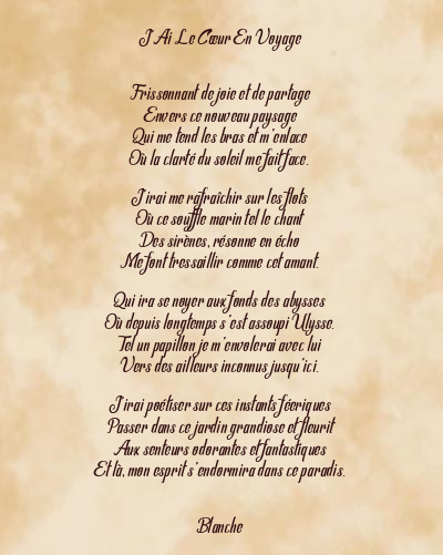 Le poème en image: J’ai Le Cœur En Voyage