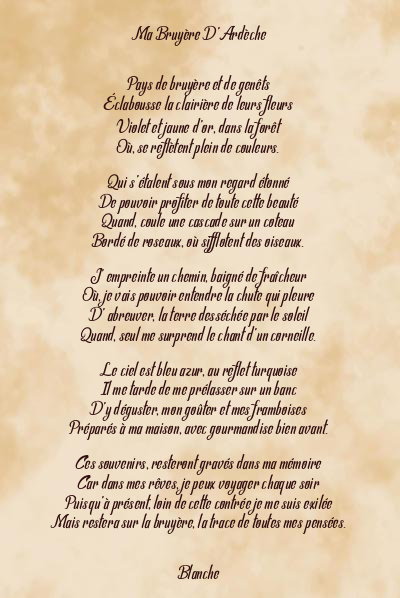 Le poème en image: Ma Bruyère D’ardèche