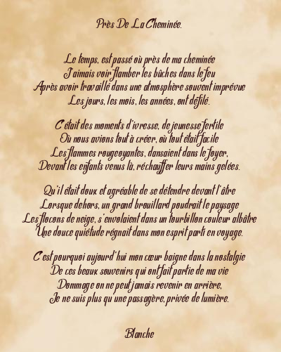Le poème en image: Près De La Cheminée.