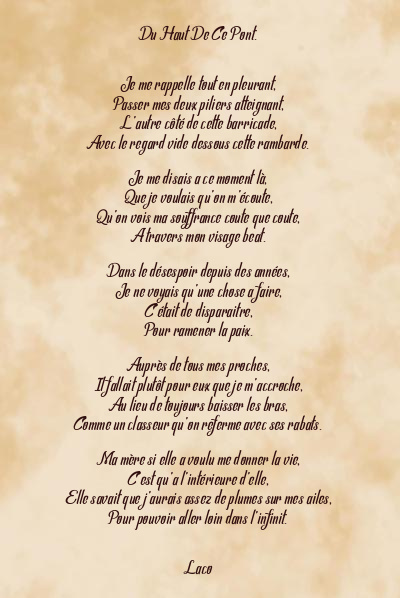 Le poème en image: Du Haut De Ce Pont.