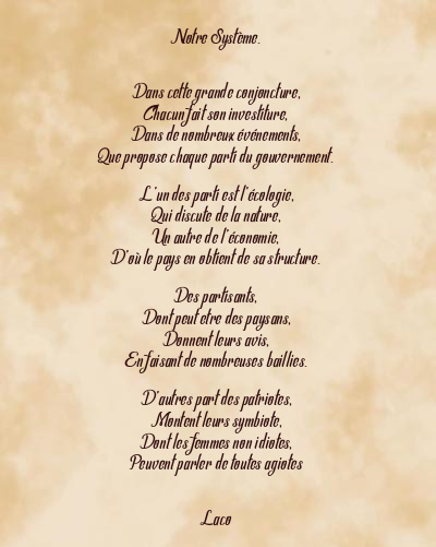 Le poème en image: Notre Système.