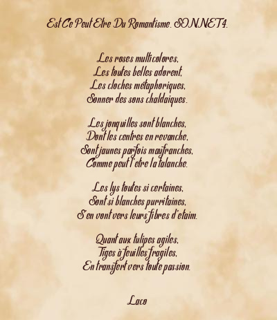 Le poème en image: Est Ce Peut Etre Du Romantisme. Sonnet 4.