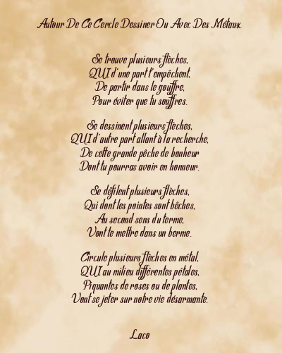Le poème en image: Autour De Ce Cercle Dessiner Ou Avec Des Métaux.