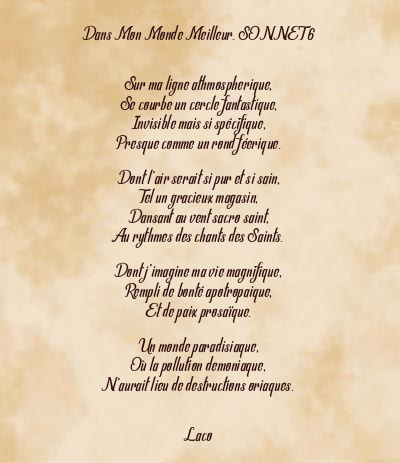 Le poème en image: Dans Mon Monde Meilleur. Sonnet 6