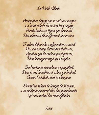 Le poème en image: La Voûte Céleste.
