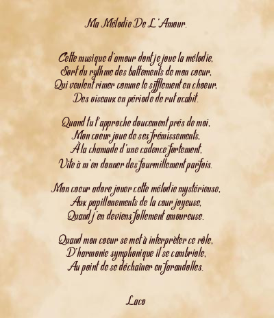 Le poème en image: Ma Mélodie De L’amour.