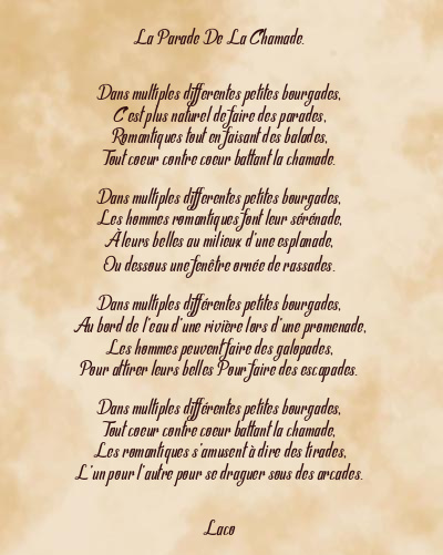 Le poème en image: La Parade De La Chamade.