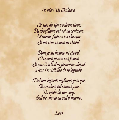 Le poème en image: Je Suis Un Centaure.