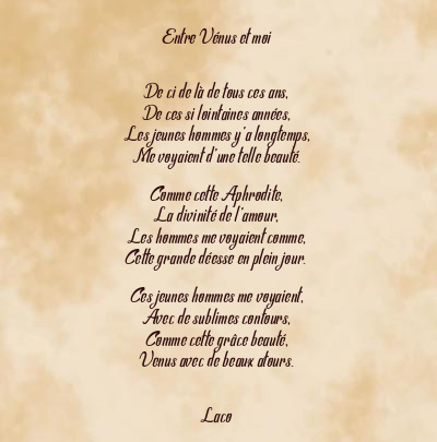 Le poème en image: Entre Vénus Et Moi